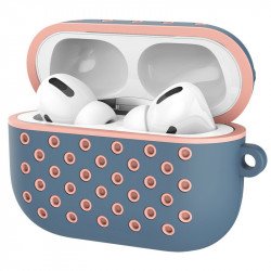 Airpod Pro Charging Case Honeycomb Mesh Sports Cover Skin with Clip (Blue Pink)